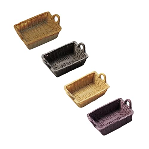 SKISUNO 4 Stück Teiliges Mini Korb aus Strapazierfähigem Resin Farblich Abgestimmte Mini Aufbewahrungskörbe für Puppenhaus Dekorative Accessoires für Basteln und Miniaturmöbel Geeignet von SKISUNO