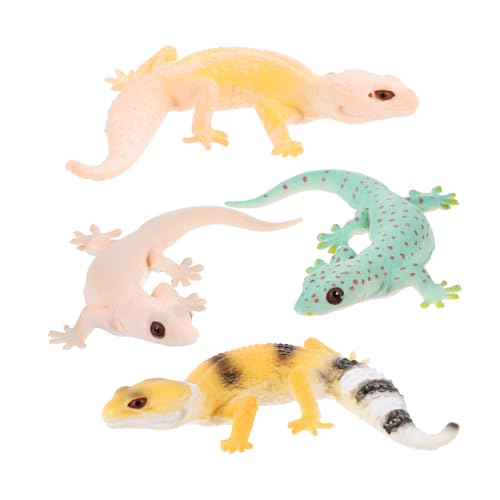 SKISUNO 4 Stück Tiermodell Tierstatuen-Dekor Amphibienfiguren lernspiele Kinder Spielzeug für Kinder Gecko-Ornament Reptilien-Tierfiguren fest Ornamente Puppe Zubehör Marionette Plastik von SKISUNO