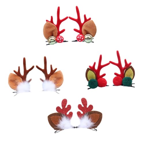 SKISUNO 4Paare Weihnachts Haarklammern für Haarclips mit Rentiergeweih Glitzer und Glocken Perfektes und Kopfbedeckung für Festlichkeiten und Partys SKISUNO 4Paare Weihnachts Haarklammern für Haarclips mit Rentiergeweih Glitzer und Glocken Perfektes und Kopfbedeckung für Festlichkeiten und Partys von SKISUNO