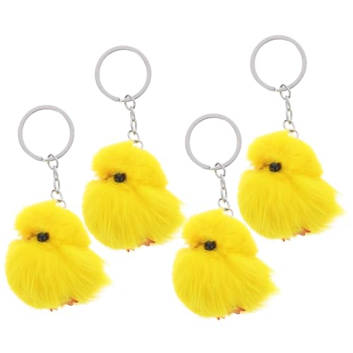 SKISUNO 4Stücke Gelber Plüsch Huhn Schlüsselanhänger Mini Stofftier Lustiger Schlüsselanhänger für Partygeschenk Vielseitige Wohndekoration für Ostern und Feiern von SKISUNO