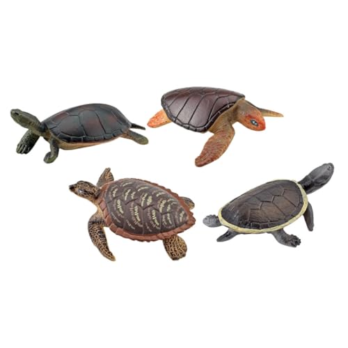 SKISUNO 4Stücke Lebensechte Schildkrötenfiguren aus Hochwertigem Kunststoff Realistische Ozeanschildkröten für Dekoration oder Lernhilfe für Vorschulkinder von SKISUNO