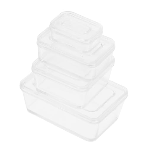 SKISUNO 4Stücke Miniatur Lebensmittelboxen Transparente Boxen für Bastelarbeiten und Mikro Landschaftsdekoration für DIY Minihäuser und Schreibtischdeko von SKISUNO