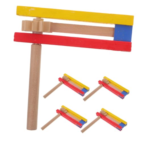 SKISUNO 5 Stück Holzklapper Traditionell Handgefertigt mit Selbstrotierendem Design Langlebiges Musikinstrument für Sportveranstaltungen Geburtstagsfeiern und Partygeräusche Klarer Klang von SKISUNO