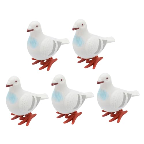 SKISUNO 5 Stück Teiliges Aufziehspielzeug Taube Kleine Tauben Figuren Wind up Springende Cartoon Tiere Leicht Tragbar für Drinnen und Draußen von SKISUNO