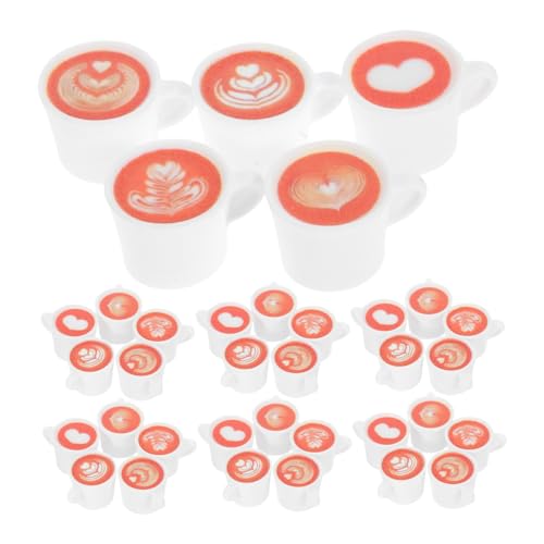 SKISUNO 50 Stück Teiliges Miniatur Kaffeetassen aus Resin Kleine Mini Kaffeebecher für Puppenhaus Küche Winzige Tischdekoration Kreative DIY Bastelaccessoires Realistische Mini Kaffeehaus von SKISUNO