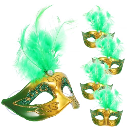 SKISUNO 5St kleine Prinzessinnenmaske Puppenmaskendekoration Partygeschenke für Kinder masken für kinder kindermundschutzmaske Halloween-Maske Kinderspielzeug Geburtstags-Minimaske Feder von SKISUNO