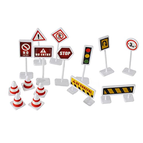 SKISUNO Verkehrszeichenmodell Simulations-verkehrszeichen Leitkegel Mini-straßensperre Verkehrsanzeige Straßensperren-Schild Für Kinder von SKISUNO