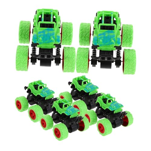 SKISUNO 6 Stück Teiliges Offroad Inertia Spielzeugautos aus Robustem Kunststoff Reibungsbetrieben Pull Back Funktion Grün für Kindergeburtstage Partyspaß und Outdoor von SKISUNO