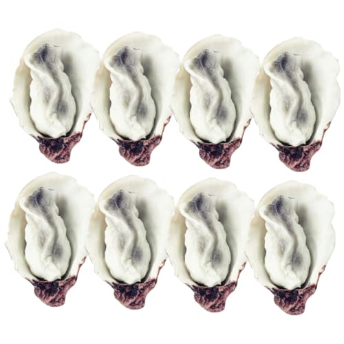 SKISUNO 8 Stck Teiliges Künstliche Austernmodell Realistische Meeresfrüchte Deko aus Robustem PVC für Schaufenster Lebensmittelattrappe Lebensnahes Seafood Display Prop von SKISUNO