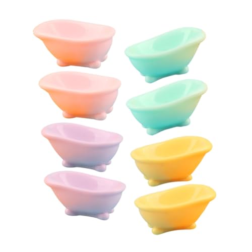 SKISUNO 8 Stück Teiliges Miniatur Badewannen aus Resin Farbenfrohe Puppenhaus Deko Langlebige Mini Badewanne für Mikro Landschaft Puppenhaus Zubehör für Garten Kuchen und Balkon von SKISUNO