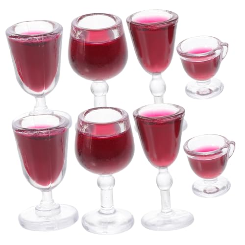 SKISUNO 8pcs Mini Rotwein Goblet Model Miniatur Weingläser Puppenweinbecher Mini Hausdekoration von SKISUNO