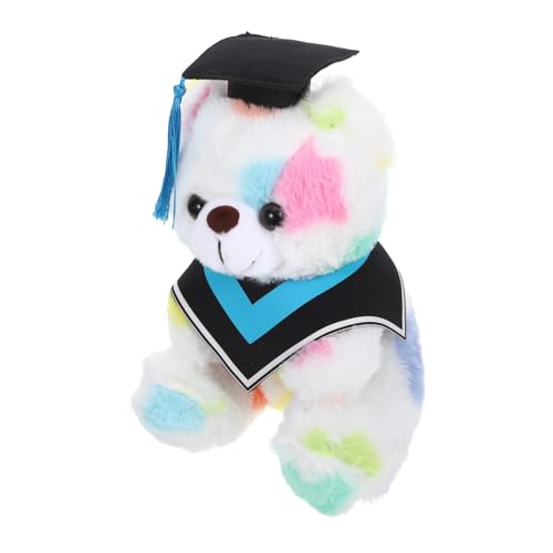 SKISUNO Abschluss Plüschbär mit Doktorhut und Farbwechsel Schal Kuscheltier für Schulabschlüsse Bachelor und Graduierungen Bequemes und für Freunde und Familie von SKISUNO