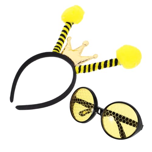 SKISUNO Bienenkostüm Zubehör Set mit Stirnband und Sonnenbrille Bienenmotiviertes Karneval Kostüm Erwachsene Modisches Haarband und Gelbe Brille für Party und Fasching SKISUNO Bienenkostüm Zubehör Set mit Stirnband und Sonnenbrille Bienenmotiviertes Karneval Kostüm Erwachsene Modisches Haarband und Gelbe Brille für Party und Fasching von SKISUNO