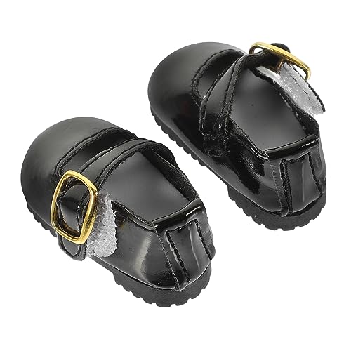 SKISUNO Bjd Puppenschuhe aus Leder Schwarz Dekorative Mädchen Puppenschuhe für Gelenkpuppe Puppenkleid Accessoires Einfaches Anziehen und Kreatives von SKISUNO