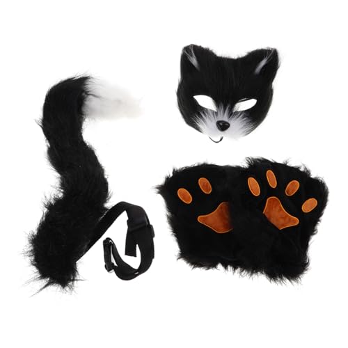 SKISUNO Halbmaske für Cosplay Kunstpelz Wolfsohr und Plüschhandschuhe Tiermaske für Halloween Karneval und Maskerade Angenehm SKISUNO Halbmaske für Cosplay Kunstpelz Wolfsohr und Plüschhandschuhe Tiermaske für Halloween Karneval und Maskerade Angenehm von SKISUNO