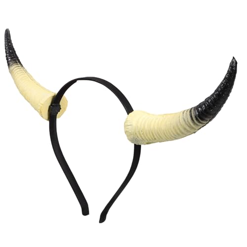 SKISUNO Halloween Schäferhörner Stirnband aus Leichtem und PU Bequemes Cosplay Haarreif für Fasching Gothic Look Einzigartiges Partyzubehör für Karneval und Kostümfest Weiß von SKISUNO