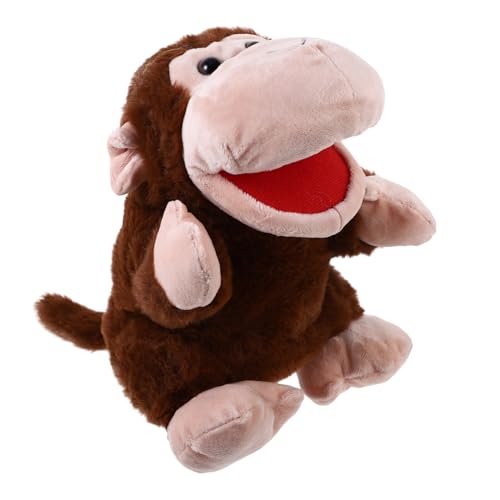 SKISUNO Handpuppe AFFE Plüsch Tierfigur mit Beweglichem Mund Interaktive Handpuppe für Pädagogisches Kreativität und Feinmotorik von SKISUNO