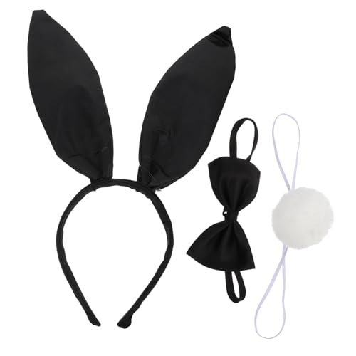SKISUNO Hasenohren Haarreif aus Schwarzem Satin mit Fliege und Plüschschwanz Strapazierfähige Kostüm Accessoires für Fasching Karneval Kostümparty und Festival SKISUNO Hasenohren Haarreif aus Schwarzem Satin mit Fliege und Plüschschwanz Strapazierfähige Kostüm Accessoires für Fasching Karneval Kostümparty und Festival von SKISUNO