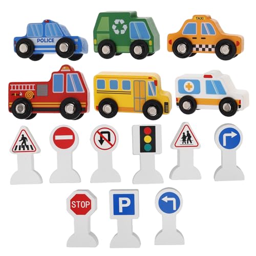 SKISUNO Holzfahrzeuge Spielset mit Verkehrsschildern Sicherer Holzspielzeug Bausatz für Kleinkinder Pädagogische Holzautos mit Glatter Oberfläche Fördert Kognitive Entwicklung und SKISUNO Holzfahrzeuge Spielset mit Verkehrsschildern Sicherer Holzspielzeug Bausatz für Kleinkinder Pädagogische Holzautos mit Glatter Oberfläche Fördert Kognitive Entwicklung und von SKISUNO