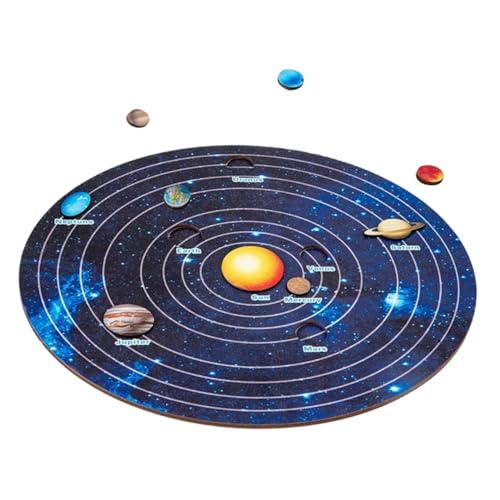 SKISUNO Holzspielzeug Puzzle für Solarsystem Modell Lernförderndes Planeten Puzzle Pädagogisches Weltraumspielzeug für Jungen und Mädchen Fördert Kreativität und Kognitive Fähigkeiten von SKISUNO