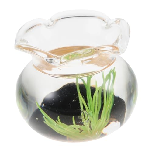 SKISUNO Koi-Aquarium Aus Glas Glashaus Mini- -dekor Mini-Aquarium-Modell Zubehör Mini-puppenhaus Fischglas Aquarium Für Minihaus Goldfischbecken Für Puppenhaus Miniatur Kleines von SKISUNO