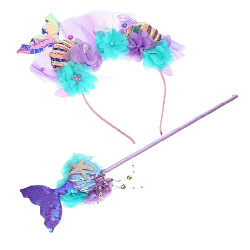 SKISUNO Kostüm Zubehör aus Handgehaltenem Zauberstab und Festlichem Haarreif mit Schillerndem design Geeignet für Karneval Fasching und Mädchen partys von SKISUNO
