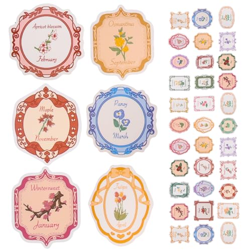 SKISUNO Retro-Stil Notebook Computer Pflanze Blume Aufkleber 100 Stück Adhesive Decals von SKISUNO