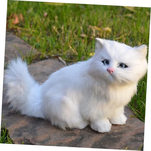 SKISUNO Lebensechte Simulation Katze Dekofigur Weiß Flauschiges Langlebiges Katzenmodell als Kinderkatzen und Dekorative Katzenskulptur für Zuhause SKISUNO Lebensechte Simulation Katze Dekofigur Weiß Flauschiges Langlebiges Katzenmodell als Kinderkatzen und Dekorative Katzenskulptur für Zuhause von SKISUNO
