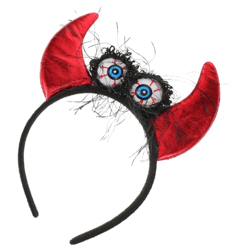 SKISUNO Leuchtendes Halloween Teufelshorn Haarband mit Kreativen Augapfel Details Stilvoller Kopfschmuck für Damen für Kostümpartys Karneval und Cosplay Events von SKISUNO
