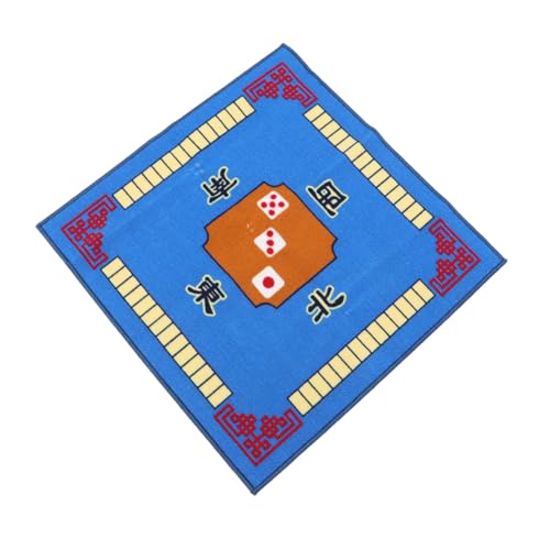 SKISUNO Mahjong Tischdecke Quadratisch Polyester mit Rutschfester Latexunterseite Geräuschdämpfende Spielmatte für Mahjong Poker Domino Vielseitige Tischauflage in Blau von SKISUNO