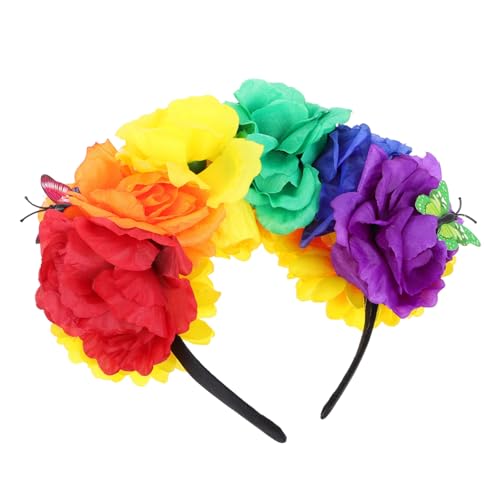 SKISUNO Mexikanisches Blumenstirnband mit Realistischen Rosen Wiederverwendbares Langlebiges Headpiece für Day Of Dead Halloween Festival Party und Boho stil Frauenfest SKISUNO Mexikanisches Blumenstirnband mit Realistischen Rosen Wiederverwendbares Langlebiges Headpiece für Day Of Dead Halloween Festival Party und Boho stil Frauenfest von SKISUNO