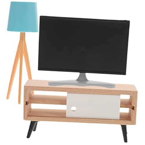 SKISUNO Mini Fernseher Modell Mit TV Schrank Und Tischlampe Puppenhaus Zubehör 3 Teiliges Set Für Kreative DIY Projekte Und Miniatur Dekorationen SKISUNO Mini Fernseher Modell Mit TV Schrank Und Tischlampe Puppenhaus Zubehör 3 Teiliges Set Für Kreative DIY Projekte Und Miniatur Dekorationen von SKISUNO