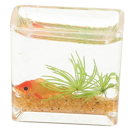 SKISUNO Miniatur Goldfischglas Mini Aquarium Dekoration Resin Modell Miniaturhaus Deko Micro Landschaftsaccessoire für Puppenhaus und Miniaturgarten von SKISUNO