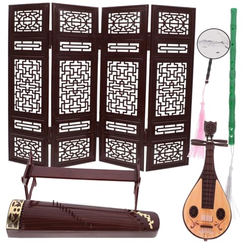 SKISUNO Miniatur Puppenhaus Zubehör Chinesisches Klassisches Musikinstrument Modell mit Bildschirm Pipa Zheng und Fächer für Vintage Dekoration und Fotorequisiten SKISUNO Miniatur Puppenhaus Zubehör Chinesisches Klassisches Musikinstrument Modell mit Bildschirm Pipa Zheng und Fächer für Vintage Dekoration und Fotorequisiten von SKISUNO