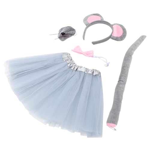 SKISUNO Mouse Kostüm Set Teilig mit Grauem Tüllrock Ohren Stirnband Nase Fliege und Leichtes Weiches Tierkostüm Zubehör für Halloween Geburtstag Cosplay und Mottoparty SKISUNO Mouse Kostüm Set Teilig mit Grauem Tüllrock Ohren Stirnband Nase Fliege und Leichtes Weiches Tierkostüm Zubehör für Halloween Geburtstag Cosplay und Mottoparty von SKISUNO