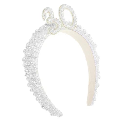 SKISUNO Perlenstirnband Geburtstags-stirnband Für Frauen Und Mädchen Party-kopfschmuck Haarband Mit Perlen Stirnband Elegante Stirnband Für Damen von SKISUNO