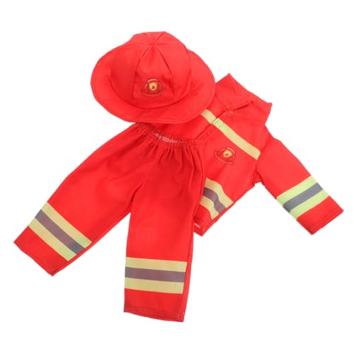 SKISUNO Puppenkleidung Feuerwehrkostüm mit Helm und Hose Mädchen Doll Outfit für Rollenspiel und Verkleidung Kompatibel mit American Girl Puppen Realistisches Feuerwehrmann Kostüm von SKISUNO