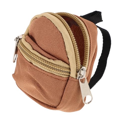 SKISUNO Puppenrucksack Minirucksack Puppenrucksack Für Reißverschlussrucksack Für Puppen Miniatur Puppenkleid Pretend Play Rucksack Pretend Play Rucksack Hellbraun Canvas von SKISUNO