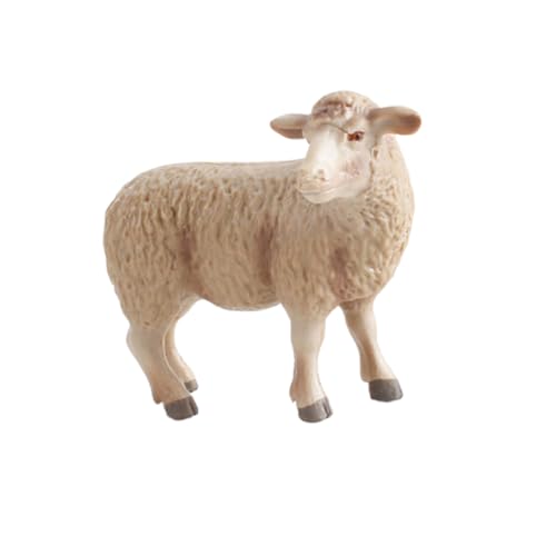 SKISUNO Realistisches Schaf Modell aus Kunststoff Detailgetreues Wildtier Stabiles Kreative Schaf Deko für Schreibtisch und Beige Ornament von SKISUNO