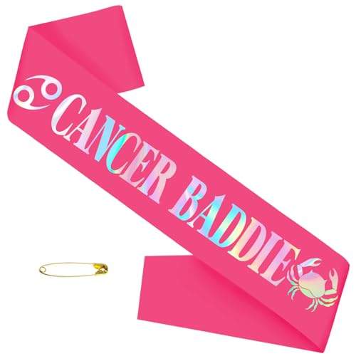 SKJIAYEE Krebs-Baddie-Schärpe für Juni-Juli-Geburtstagsparty, Hot Pink Sternzeichenkrebs, Geburtstagsschärpe für Horoskop, Astrologie-Bday-Party-Dekorationen, Ideen, Witze und Gefälligkeiten (Hot Pink von SKJIAYEE