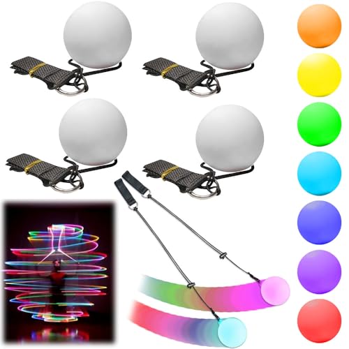 SKJJL 4 Stück LED Poi Bälle, Jonglierbälle Leuchtend, Soft Spinning LED Poi Leuchtball, LED Glow Pois mit Regenbogen Farben und Strobe-Effekt, LED Poi Jonglierbälle Kinder für Anfänger und Profis SKJJL 4 Stück LED Poi Bälle, Jonglierbälle Leuchtend, Soft Spinning LED Poi Leuchtball, LED Glow Pois mit Regenbogen Farben und Strobe-Effekt, LED Poi Jonglierbälle Kinder für Anfänger und Profis von SKJJL