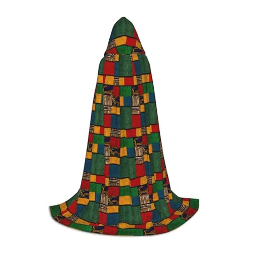 Afrikanischer Stil, Patchwork-Druck, Halloween-Kapuzenumhang, volle Länge, Umhang mit Kapuze, für Damen und Herren, für Karneval Afrikanischer Stil, Patchwork-Druck, Halloween-Kapuzenumhang, volle Länge, Umhang mit Kapuze, für Damen und Herren, für Karneval von SKKNT