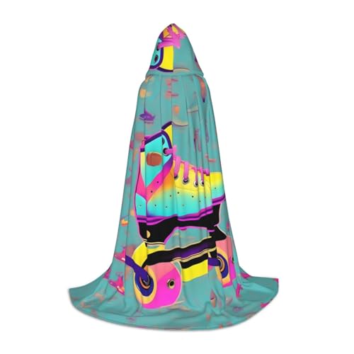 Farbenfroher Rollschuh-Druck, Halloween-Kapuzenumhang mit Kapuze, für Damen und Herren, für Karneval Farbenfroher Rollschuh-Druck, Halloween-Kapuzenumhang mit Kapuze, für Damen und Herren, für Karneval von SKKNT