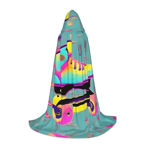 Farbenfroher Rollschuh-Druck, Halloween-Kapuzenumhang mit Kapuze, für Damen und Herren, für Karneval von SKKNT
