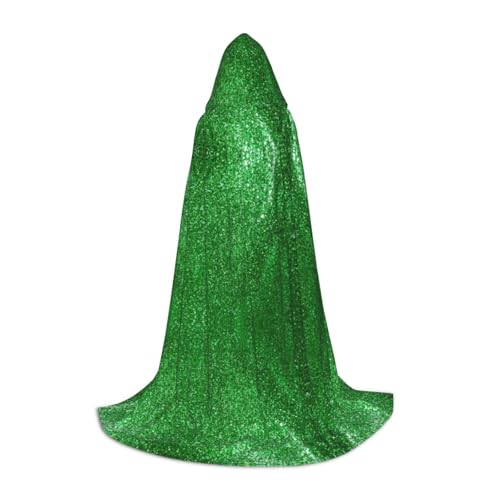 Grüner Pailletten-Umhang mit Kapuze, glitzernd, Halloween-Kapuzenumhang mit Kapuze, für Damen und Herren, für Karneval von SKKNT