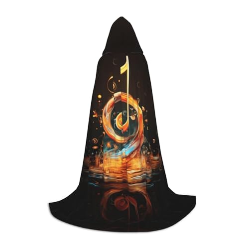 Halloween-Kapuzenumhang mit Musik-Symbol-Druck, volle Länge, Umhang mit Kapuze, für Damen und Herren, für Karneval Halloween-Kapuzenumhang mit Musik-Symbol-Druck, volle Länge, Umhang mit Kapuze, für Damen und Herren, für Karneval von SKKNT