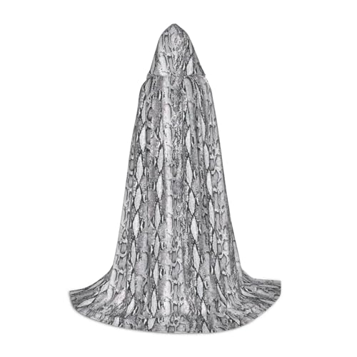 Halloween-Kapuzenumhang mit Schlangenhaut-Motiv, Schwarz und Weiß, mit Kapuze, für Damen und Herren, für Karneval Halloween-Kapuzenumhang mit Schlangenhaut-Motiv, Schwarz und Weiß, mit Kapuze, für Damen und Herren, für Karneval von SKKNT