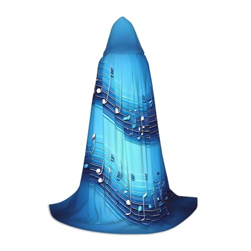 Himmelblauer Umhang mit Musiknoten und Kapuze, Unisex, verschiedene Zauberer-Robe, Halloween, Cosplay und Karneval, Gothic von SKKNT