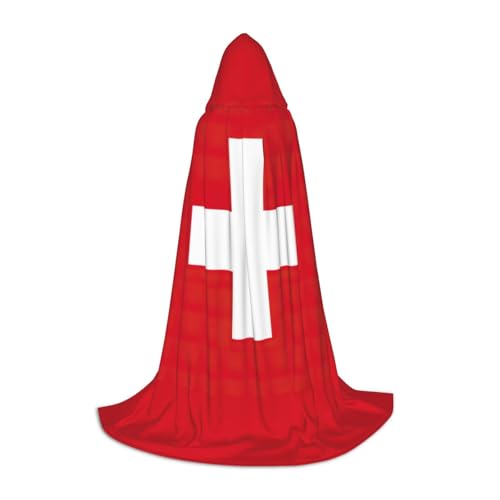 Kapuzenumhang mit Schweizer Flagge, Unisex, verschiedene Zauberer-Robe, Halloween, Cosplay und Karneval, Gothic von SKKNT