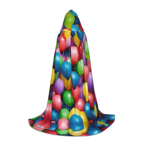 Kapuzenumhang mit bunten Luftballons, blauer Himmel, Unisex, verschiedene Zauberer-Robe, Halloween, Cosplay und Karneval, Gothic von SKKNT